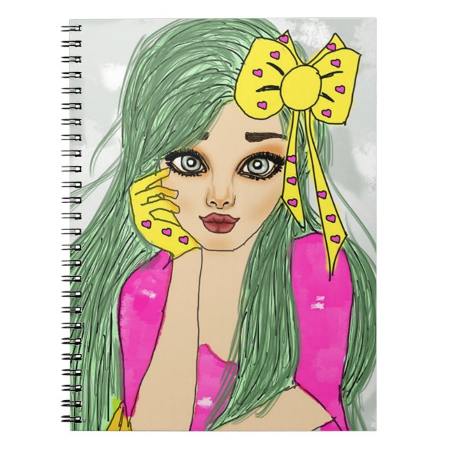Girl With Yellow Ribbon Notebook (80 Pages B&W) (Front)
