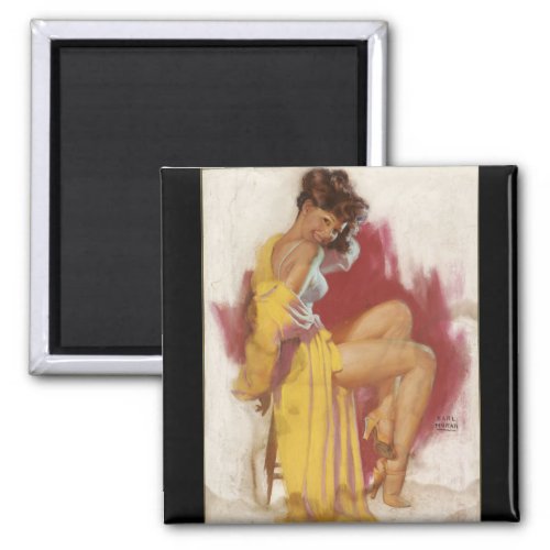 Girl with Yellow Robe Pin Up Art Magnet
