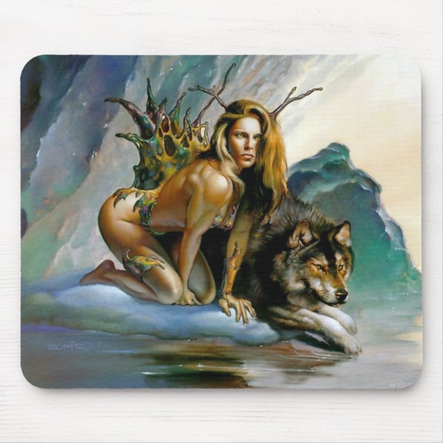 girl-wolf mouse pad (Front)