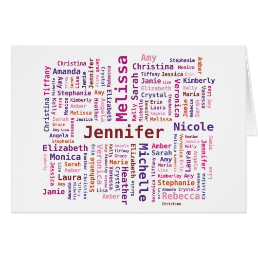 Girl Woman Names Word Cloud - Pink and Orange (Front Horizontal)