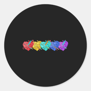 Girl Women's Yarn Crochet Knitting Funny Gift Classic Round Sticker