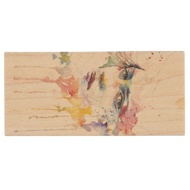 girl wood flash drive (Front)