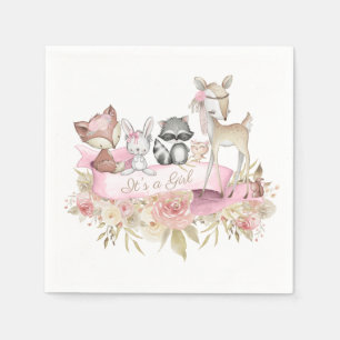 Girl Woodland Animal Baby Shower Napkins