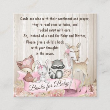 Girl Woodland Animal Bring A Book Enclosure Square Business Card by The_Baby_Boutique at Zazzle