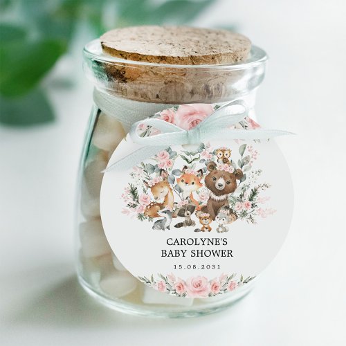 Girl Woodland Animals Floral Greenery Baby Shower Favor Tags