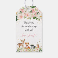 Girl Woodland Baby Shower Blush Floral Gift Tags