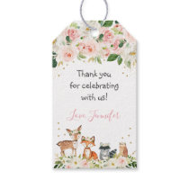 Girl Woodland Baby Shower Blush Floral Gift Tags