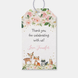Girl Woodland Baby Shower Blush Floral Gift Tags