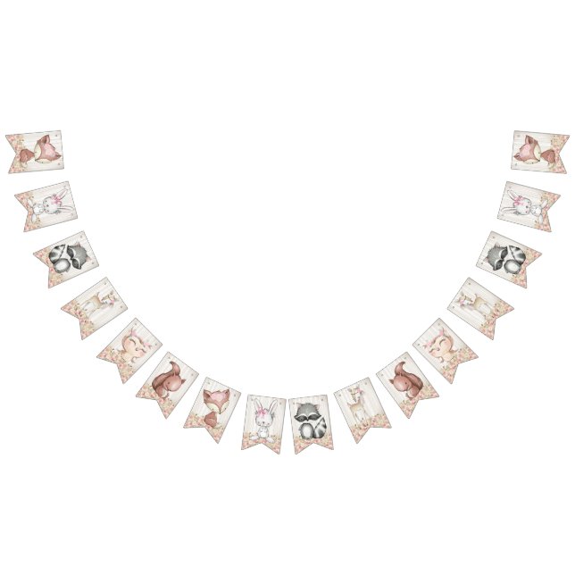 Girl Woodland Baby Shower Bunting Flags (All)