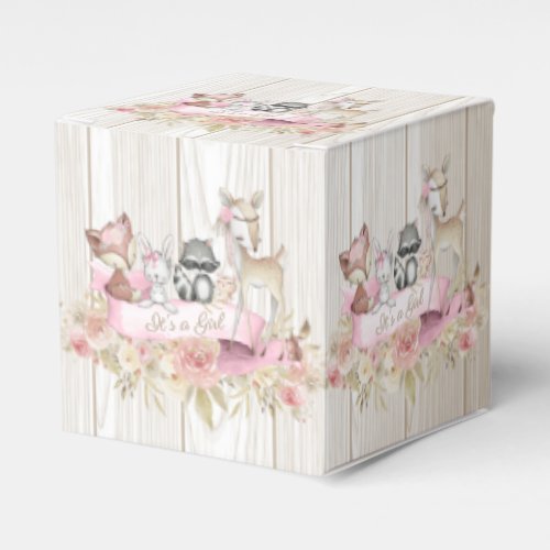 Girl Woodland Baby Shower Favor Boxes