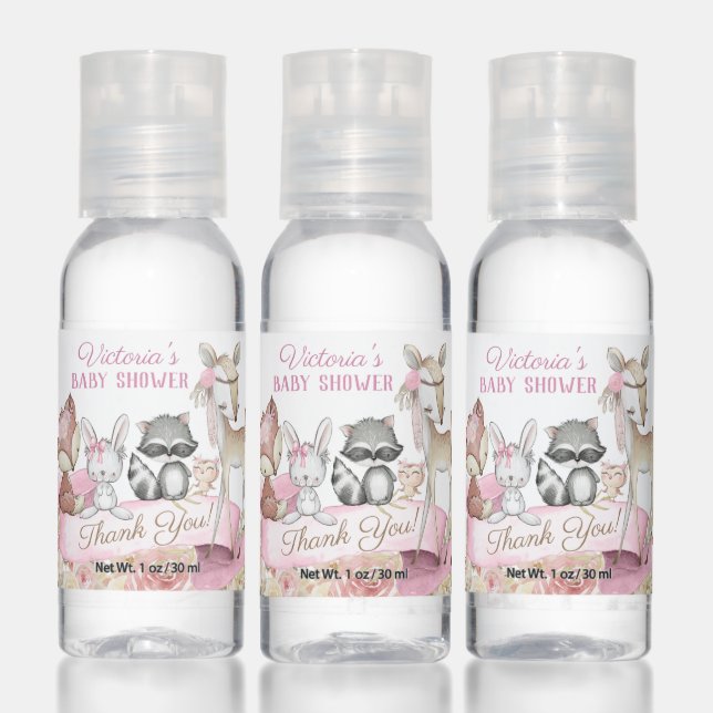 Girl Woodland Baby Shower Hand Sanitizer (Set)