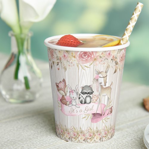 Girl Woodland Baby Shower Paper Cups
