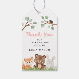 Girl Woodland Baby Shower Thank you Favor Tag