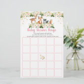 Girl Woodland Blush Floral Baby Shower Bingo Game (Standing Front)