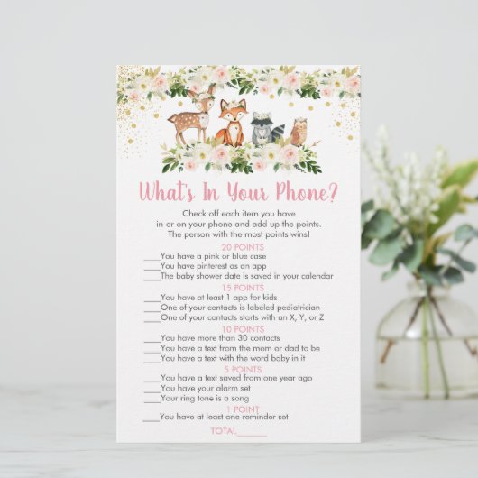 Girl Woodland Floral What's In Your Phone Game (Standing Front)