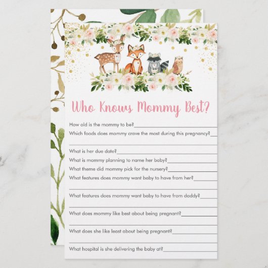 Girl Woodland Floral Who Knows Mommy Best Game (Front/Back)