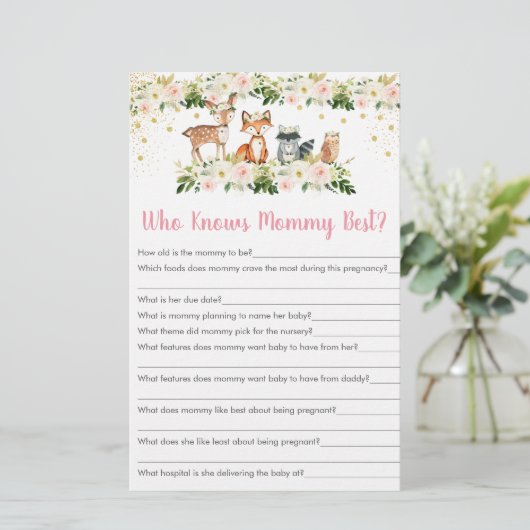 Girl Woodland Floral Who Knows Mommy Best Game (Standing Front)