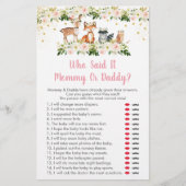 Girl Woodland Floral Who Said It Baby Shower Game (Front)