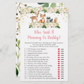 Girl Woodland Floral Who Said It Baby Shower Game (Front/Back)