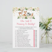 Girl Woodland Floral Who Said It Baby Shower Game (Standing Front)