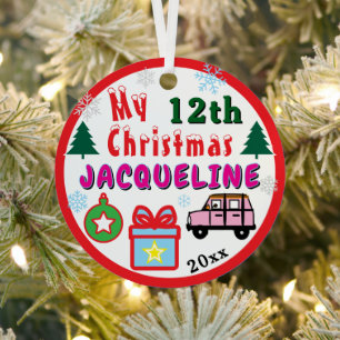 ' Girl Yearly Christmas Pink Car Metal Ornament