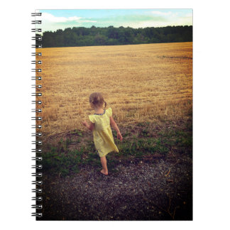 Girl, Yellow Dress, Golden Field Spiral Notebook
