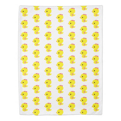 Girl Yellow Duckies Reversible Duvet Cover