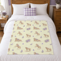 Girl Yellow Purple Horse Floral Pattern