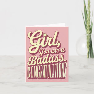 Girl You Are A Badass Vintage Retro Graduation Card