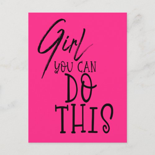 Girl You Can Do This Inspiring Quote Black Pink Postcard