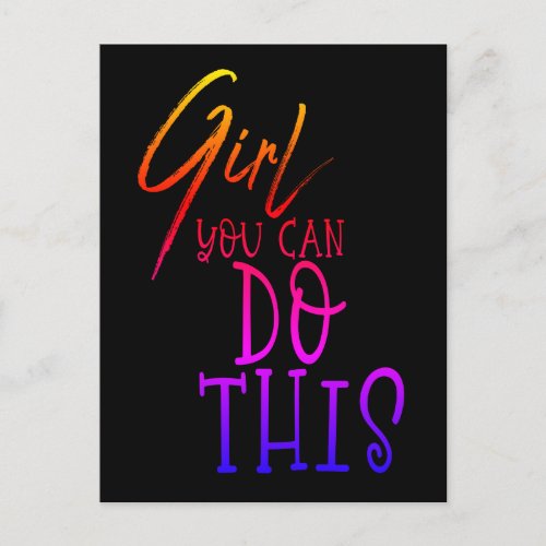 Girl You Can Do This Inspiring Quote Colorful Postcard
