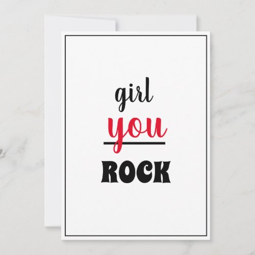  Girl You ROCK Nice Gesture Script Female Person Thank You Card