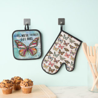 Girl, You’ve Totally Got This Butterfly Oven Mitt & Pot Holder Set