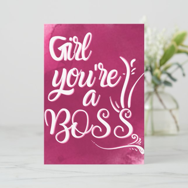 girl you're a boss -lady boss quotes holiday card (Standing Front)