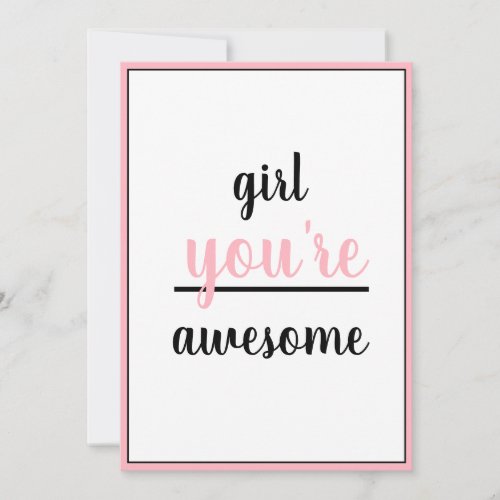  Girl Youre Awesome Kind Gesture Girly Modern Thank You Card