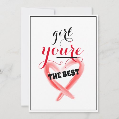 Girl Youre THE BEST Nice Gesture  Heart Girls Thank You Card