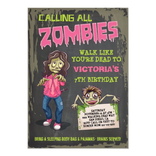 Zombie Birthday Party Invitations 4