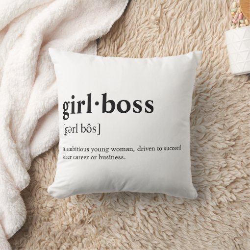 Girlboss Dictionary meaning Throw Pillow Zazzle
