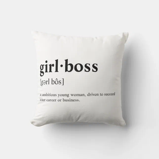 Girlboss Dictionary meaning Throw Pillow Zazzle