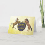 Girlfriend, a birthday card with rearing horses<br><div class="desc">Rearing horses with a heraldic shield.. See the whole range cards in my store. http://www.zazzle.com/eggznbeenz</div>