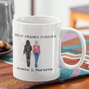Girlfriend Best Friends Brunette Blonde Watercolor Coffee Mug
