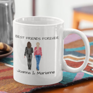 Girlfriend Best Friends Brunette Blonde Watercolor Coffee Mug