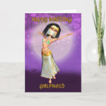 Girlfriend Birthday Greeting Card With Cute Dancer<br><div class="desc">Cute little dancer in pretty blending simple and glitter effect text</div>
