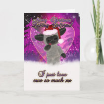 Girlfriend Christmas Card - Cute Sheep And Heart