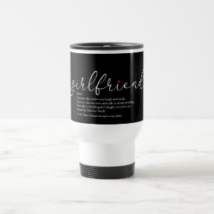 Girlfriend Definition Chic Script Red Love Heart Travel Mug