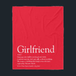 Girlfriend Definition Cool Fun Red Fleece Blanket<br><div class="desc">Personalize for your girlfriend to create a unique valentine,  Christmas or birthday gift. A perfect way to show her how amazing she is every day. You can even customize the background to their favourite color. Designed by Thisisnotme©</div>