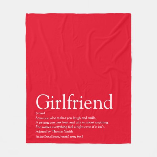 Girlfriend Definition Cool Fun Red Fleece Blanket