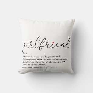 Girlfriend Definition Elegant Script Love Heart Throw Pillow
