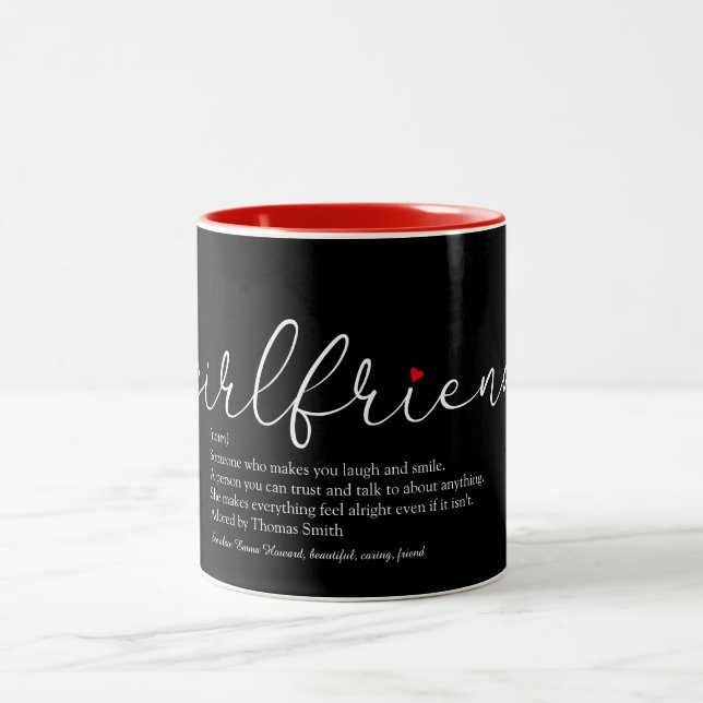 Girlfriend Definition Elegant Script Love Heart Two-Tone Coffee Mug (Center)