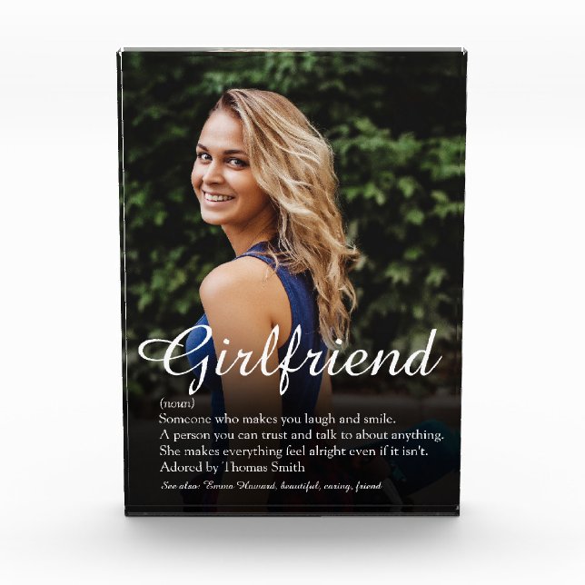 Girlfriend Definition Elegant Script Photo Block (Front)